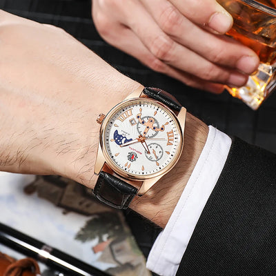 Busines Style Fashion Calendar Men Quartz Watches Casual Leather Strap High Quality Relogio Masculino montre homme Best Selling