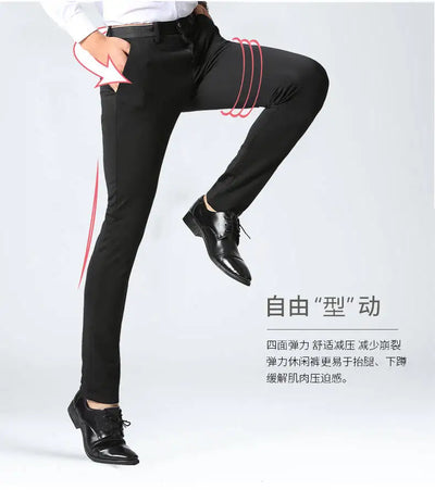 2019 Official Business Casual Suit Pants For Men Fashion Long Pants Male Cotton Solid Wedding Dress Slim Fit Plus Big Size 28-40