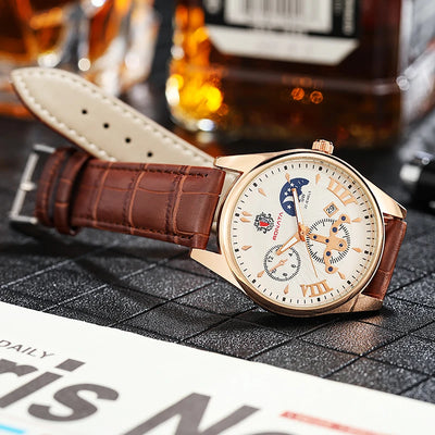 Busines Style Fashion Calendar Men Quartz Watches Casual Leather Strap High Quality Relogio Masculino montre homme Best Selling