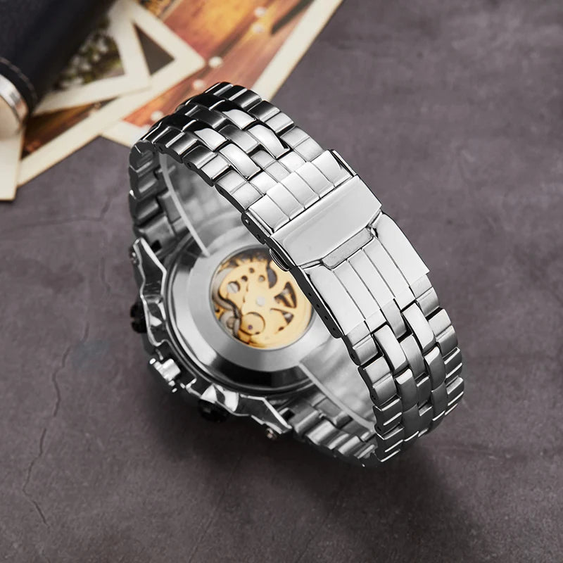 Top Luxury Business Golden Mechanical Wristwatch Men's Mechanical Watch Stainless Steel Strap Gift 20021 best selling products