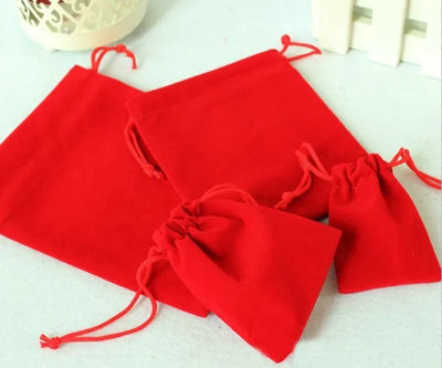 10*12cm 30pcs Red Velvet Bags For Jewelry Pouch Gift Bag Package With Drawstrings Bag Wedding/necklace Diy Women Flannel Display