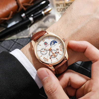 Busines Style Fashion Calendar Men Quartz Watches Casual Leather Strap High Quality Relogio Masculino montre homme Best Selling