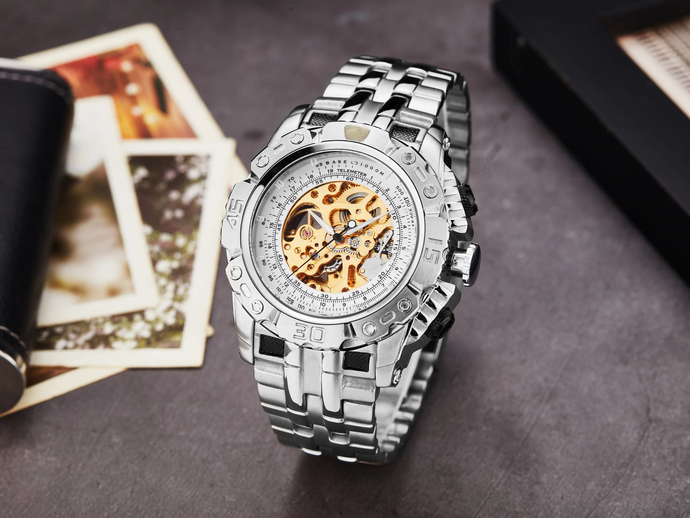 Top Luxury Business Golden Mechanical Wristwatch Men's Mechanical Watch Stainless Steel Strap Gift 20021 best selling products