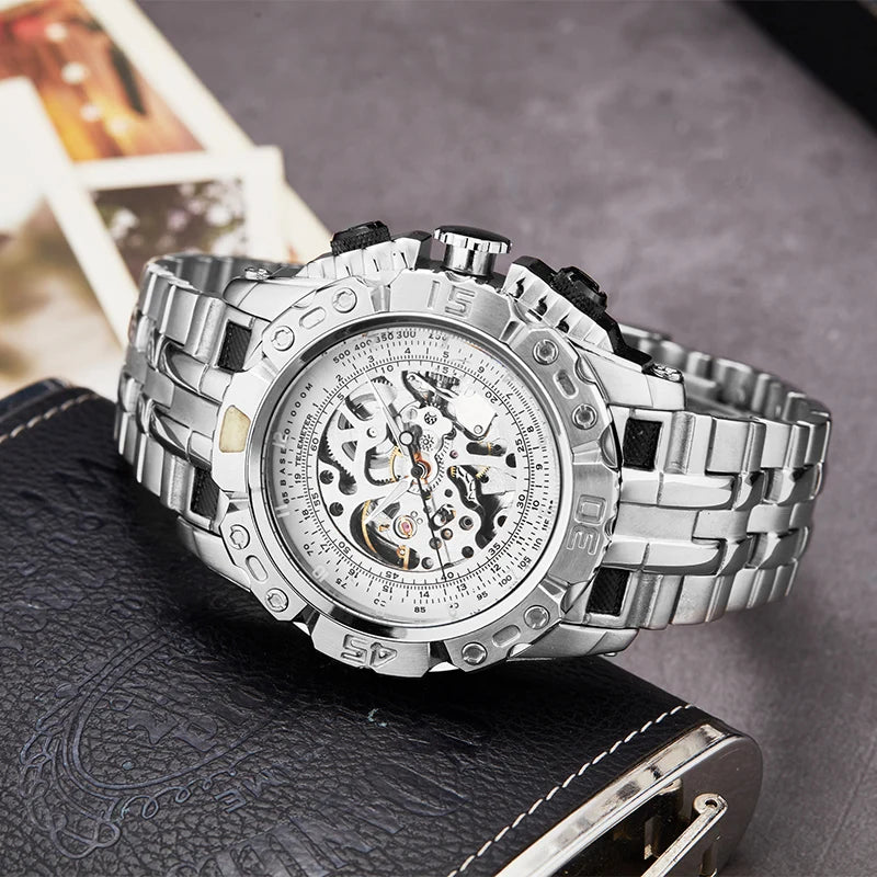 Top Luxury Business Golden Mechanical Wristwatch Men's Mechanical Watch Stainless Steel Strap Gift 20021 best selling products