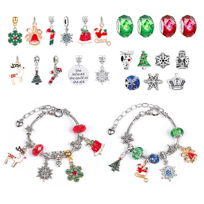 1set Jewerly Making Kit Charm Bracelet Necklaces Present  Alloy Beads Set DIY Child Bracelet With Package Bag