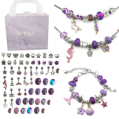 1set Jewerly Making Kit Charm Bracelet Necklaces Present  Alloy Beads Set DIY Child Bracelet With Package Bag