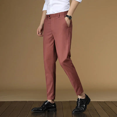 Summer Suit Pants Men Red Black Khaki Flat Formal Office Wear Smart Business Official Mens Dress Trousers for men Clothing 2022