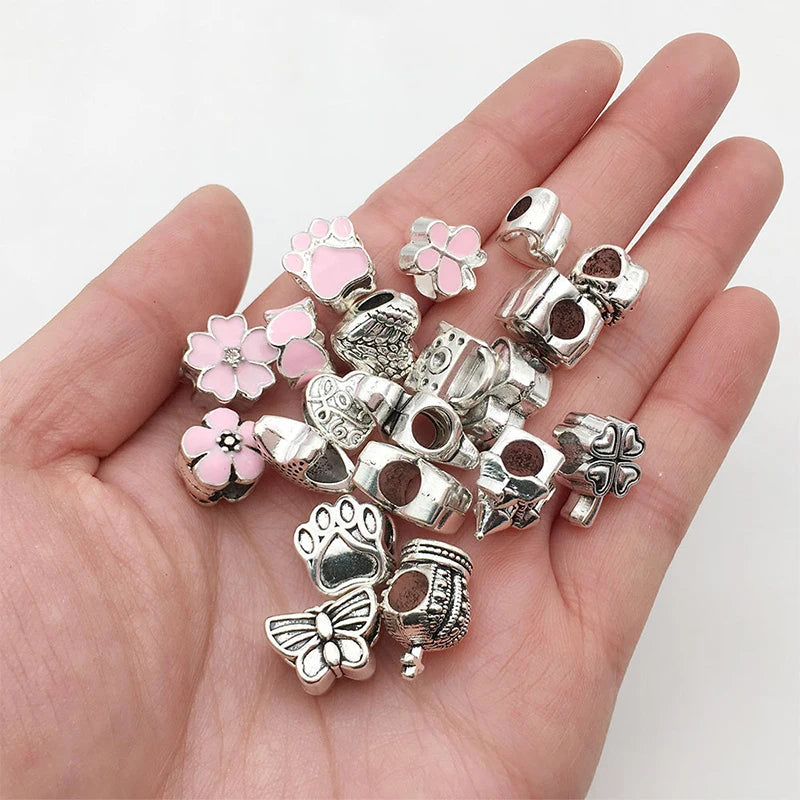 1set Jewerly Making Kit Charm Bracelet Necklaces Present  Alloy Beads Set DIY Child Bracelet With Package Bag