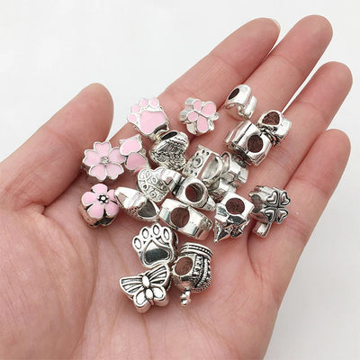 1set Jewerly Making Kit Charm Bracelet Necklaces Present  Alloy Beads Set DIY Child Bracelet With Package Bag