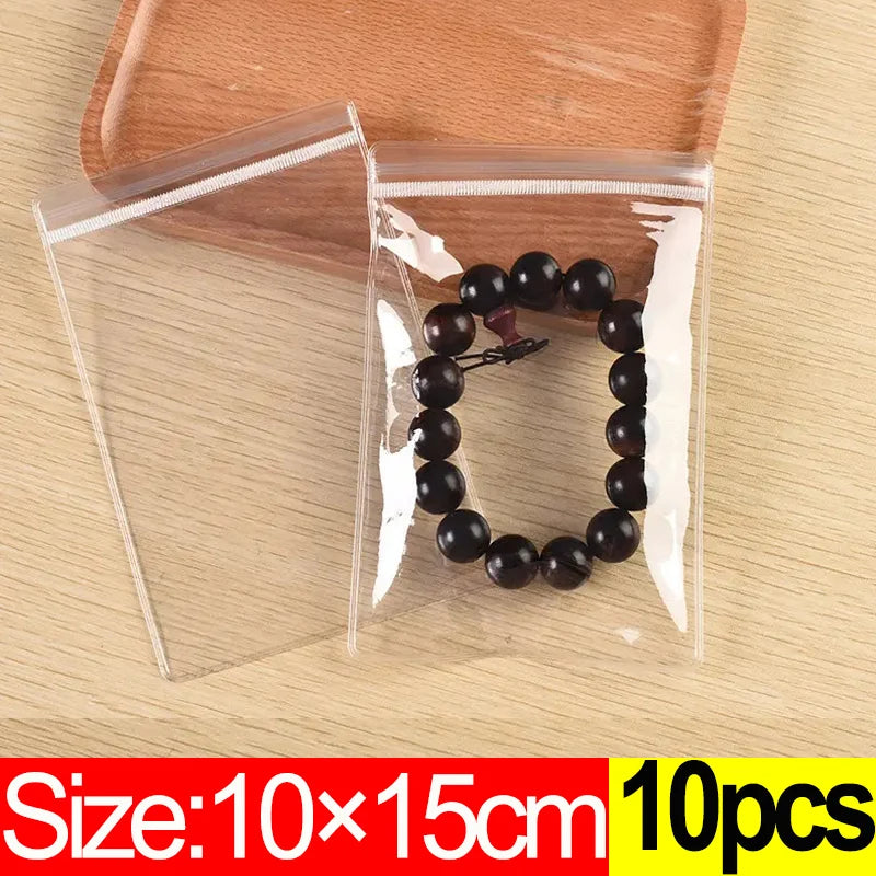 10Pcs Transparent PVC Jewelry Organizer Package Bags Clear Anti-Oxidation Bag Earring Necklace Storage Holder Self Sealing Pouch