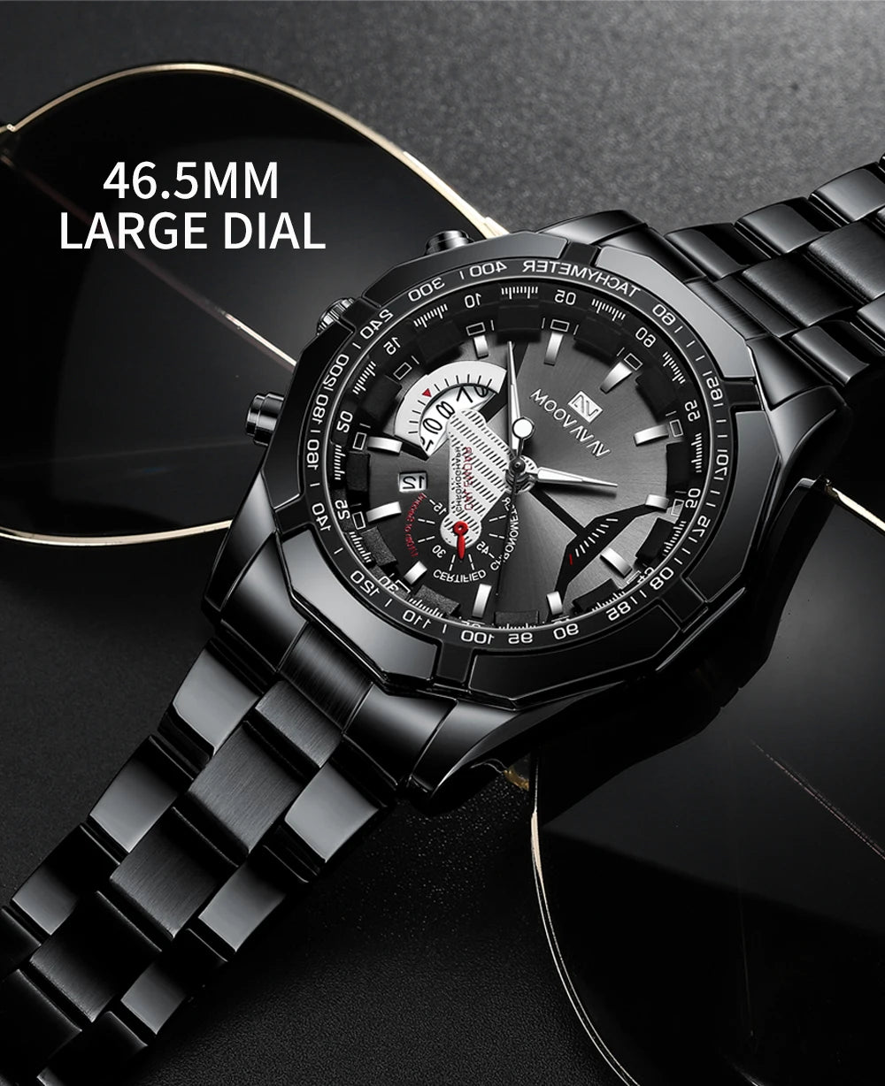 Waterproof quartz 238 men's watch, black sports watch, luxurious and fashionable, top brand, casual, travel, best-selling, 2024