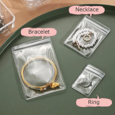 Transparent PVC Jewelry Organizer Package Bags Clear Anti-Oxidation Bag Earring Necklace Storage Holder Self Sealing Pouch