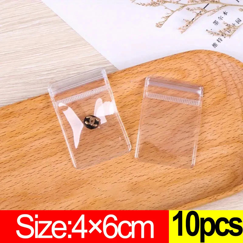 10Pcs Transparent PVC Jewelry Organizer Package Bags Clear Anti-Oxidation Bag Earring Necklace Storage Holder Self Sealing Pouch