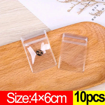 10Pcs Transparent PVC Jewelry Organizer Package Bags Clear Anti-Oxidation Bag Earring Necklace Storage Holder Self Sealing Pouch