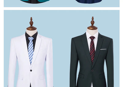 ( Jackets + Pants ) Blazer Trousers Fashion Solid Color Men's Casual Official Office Business Suit Bride's Wedding Dress Party