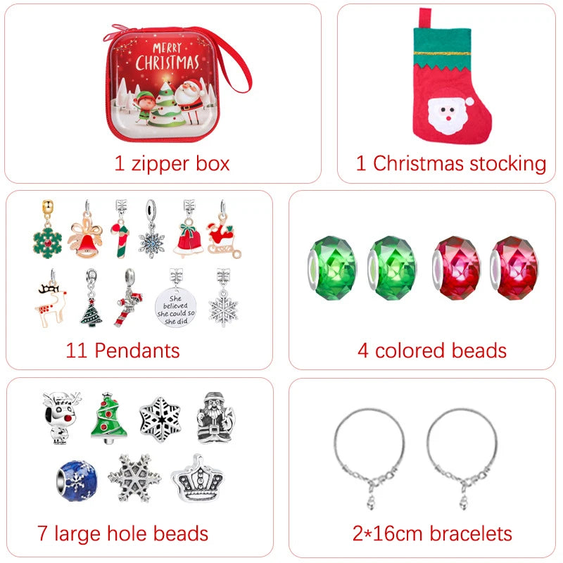 1set Jewerly Making Kit Charm Bracelet Necklaces Present  Alloy Beads Set DIY Child Bracelet With Package Bag