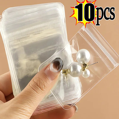 10Pcs Transparent PVC Jewelry Organizer Package Bags Clear Anti-Oxidation Bag Earring Necklace Storage Holder Self Sealing Pouch