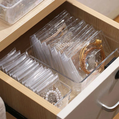 Transparent PVC Jewelry Organizer Package Bags Clear Anti-Oxidation Bag Earring Necklace Storage Holder Self Sealing Pouch