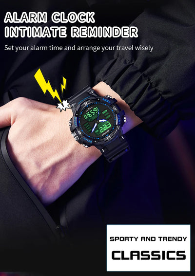 Shanda 6176 best-selling electronic watch alarm clock waterproof multifunctional watch fashionable and trendy electronic watch