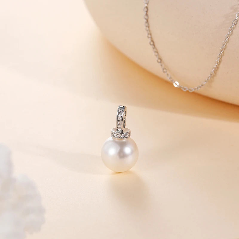 Tigrade Luxury Zirconia Freshwater White Pearl Pendant Necklace For Women Girls Fashion Collar Neck Chain Fashion Jewelry Gifts