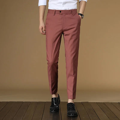 Summer Suit Pants Men Red Black Khaki Flat Formal Office Wear Smart Business Official Mens Dress Trousers for men Clothing 2022