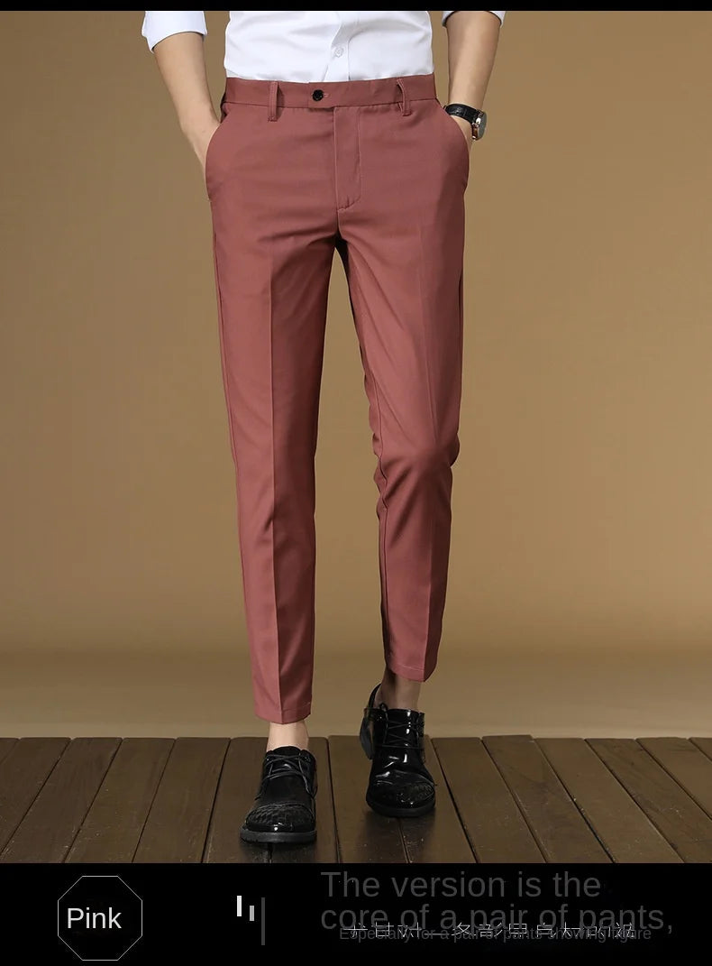 Summer Suit Pants Men Red Black Khaki Flat Formal Office Wear Smart Business Official Mens Dress Trousers for men Clothing 2022