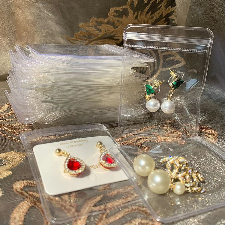 Transparent PVC Jewelry Organizer Package Bags Clear Anti-Oxidation Bag Earring Necklace Storage Holder Self Sealing Pouch