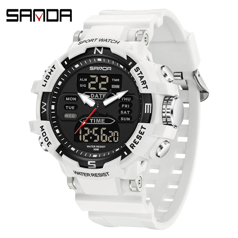 Shanda 6176 best-selling electronic watch alarm clock waterproof multifunctional watch fashionable and trendy electronic watch