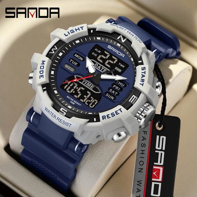 SANDA Chic Libra watch Exercise Trendy Waterproof Electronic Watch Best-Selling Handsome Cool Man Watch Military multifunctional