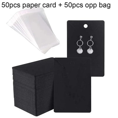 100pcs/Lot Earrings Necklaces Display Card Cardboard Jewelry Earring Package Packaging Cardboard Hang Tag Card Paper Opp Bag Set