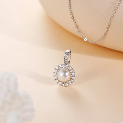 Tigrade Luxury Zirconia Freshwater White Pearl Pendant Necklace For Women Girls Fashion Collar Neck Chain Fashion Jewelry Gifts