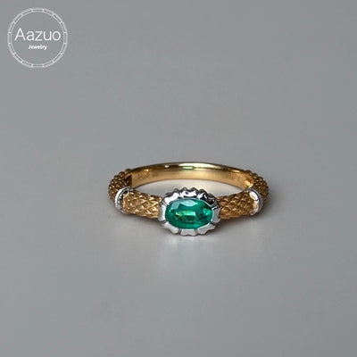 Aazuo Ins Real Solid 18K Yellow Gold Real Diamonds Natural Emerald 0.46 Rings Gifted for Women  Au750