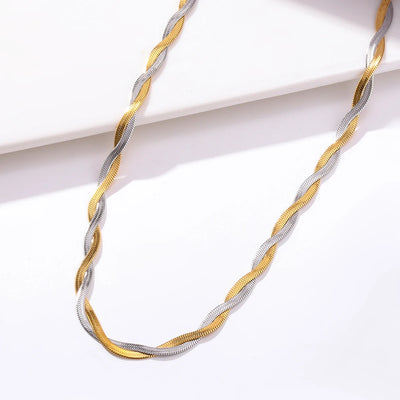 XINYIXIN 316 Stainless Steel 2 Layered Flat Blade Snake Chain Necklace For Women 2022 New Trendy Luxury Choker Neck Punk Jewelry