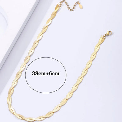 XINYIXIN 316 Stainless Steel 2 Layered Flat Blade Snake Chain Necklace For Women 2022 New Trendy Luxury Choker Neck Punk Jewelry