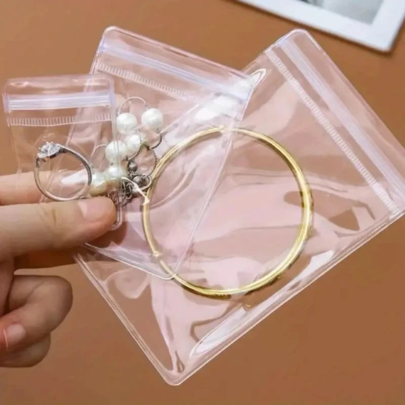 10Pcs Transparent PVC Jewelry Organizer Package Bags Clear Anti-Oxidation Bag Earring Necklace Storage Holder Self Sealing Pouch