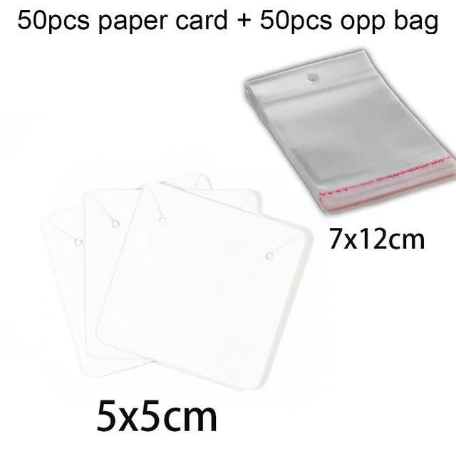 100pcs/Lot Earrings Necklaces Display Card Cardboard Jewelry Earring Package Packaging Cardboard Hang Tag Card Paper Opp Bag Set