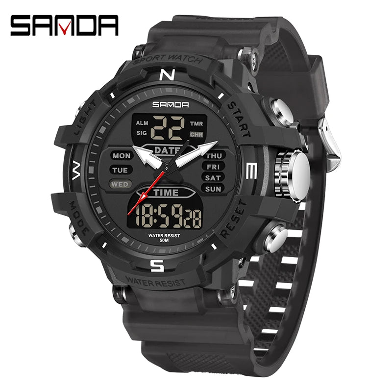 Shanda 6176 best-selling electronic watch alarm clock waterproof multifunctional watch fashionable and trendy electronic watch