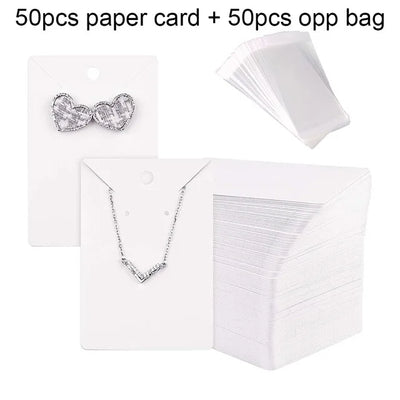 100pcs/Lot Earrings Necklaces Display Card Cardboard Jewelry Earring Package Packaging Cardboard Hang Tag Card Paper Opp Bag Set