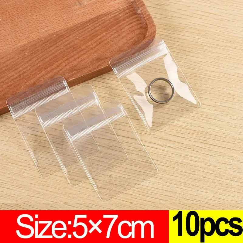 10Pcs Transparent PVC Jewelry Organizer Package Bags Clear Anti-Oxidation Bag Earring Necklace Storage Holder Self Sealing Pouch