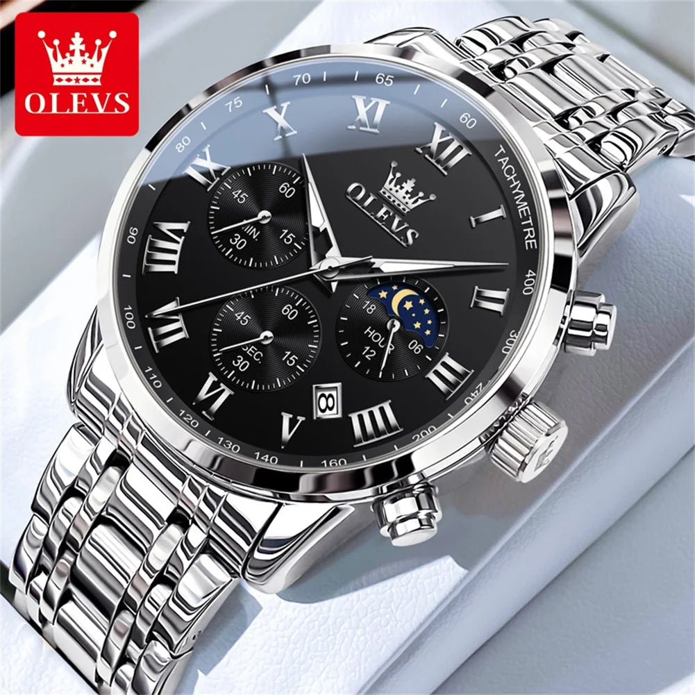 OLEVS Original High Quality Luxury Watch for Men Quartz Waterproof Luminous Stainless Steel Classic Male Wristwatch Man Gift