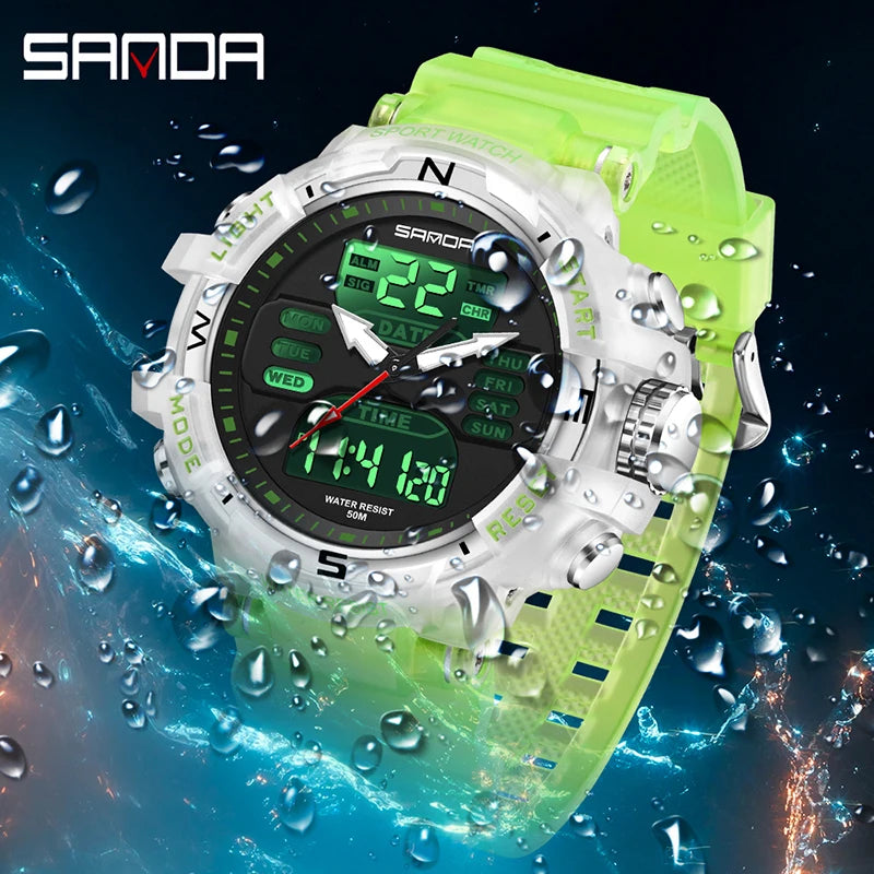 SANDA Chic Libra watch Exercise Trendy Waterproof Electronic Watch Best-Selling Handsome Cool Man Watch Military multifunctional