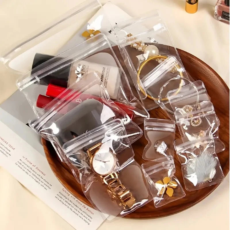 10Pcs Transparent PVC Jewelry Organizer Package Bags Clear Anti-Oxidation Bag Earring Necklace Storage Holder Self Sealing Pouch