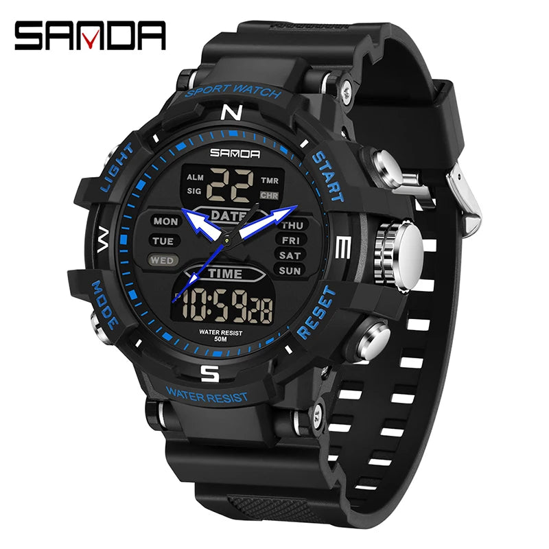 SANDA Chic Libra watch Exercise Trendy Waterproof Electronic Watch Best-Selling Handsome Cool Man Watch Military multifunctional