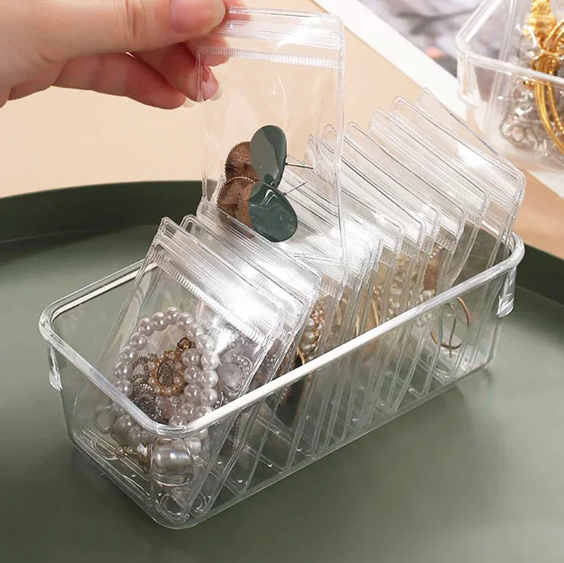 Transparent PVC Jewelry Organizer Package Bags Clear Anti-Oxidation Bag Earring Necklace Storage Holder Self Sealing Pouch