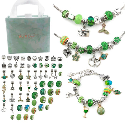 1set Jewerly Making Kit Charm Bracelet Necklaces Present  Alloy Beads Set DIY Child Bracelet With Package Bag