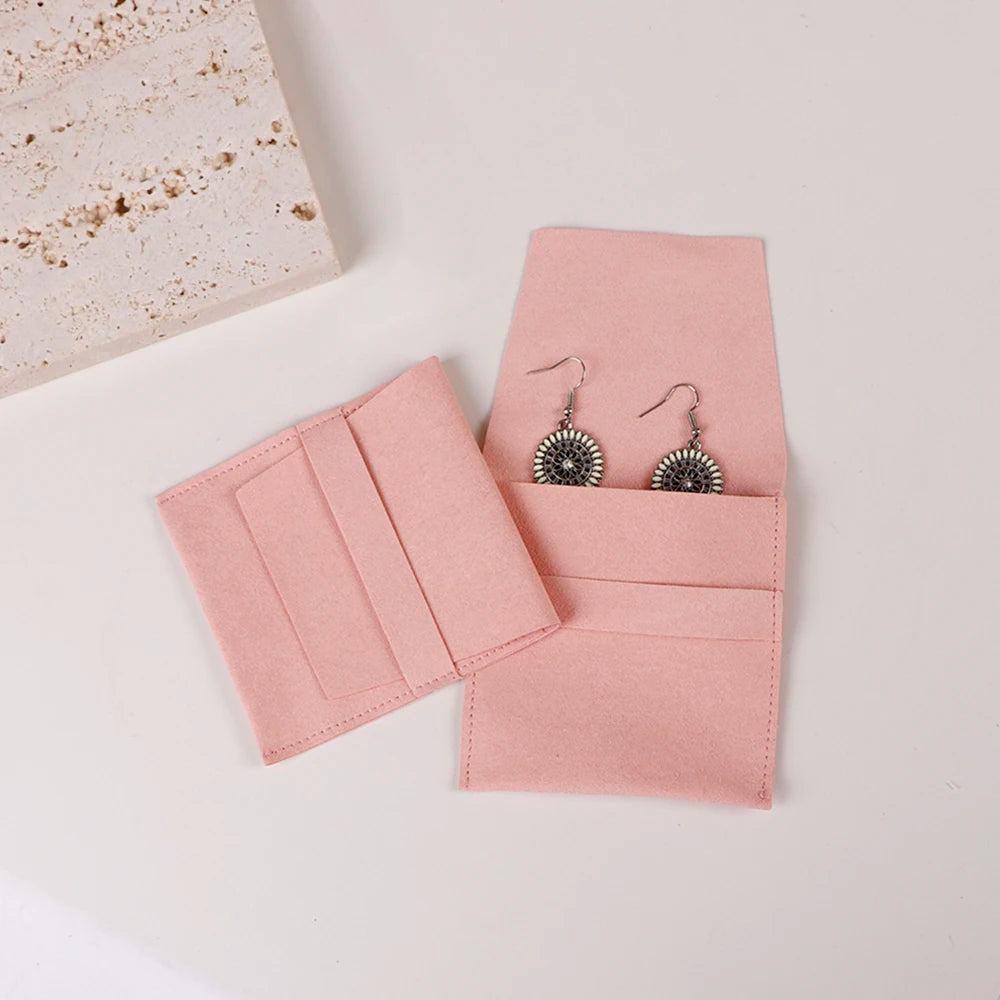 5/10/20PCS Jewelry Packaging Bag Soft Microfiber Flip Dust Proof Necklace Earrings Pendants Organizer Birthday Gift Storage Box