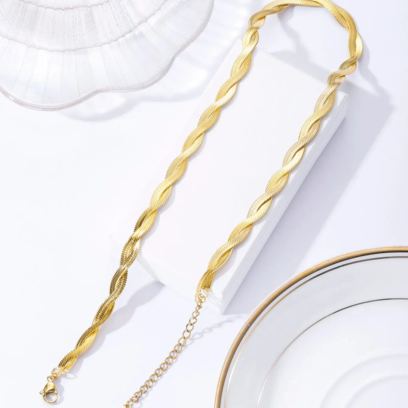 XINYIXIN 316 Stainless Steel 2 Layered Flat Blade Snake Chain Necklace For Women 2022 New Trendy Luxury Choker Neck Punk Jewelry