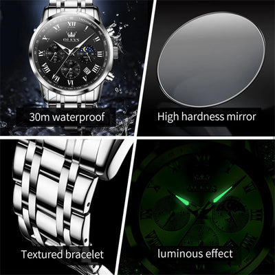 OLEVS Original High Quality Luxury Watch for Men Quartz Waterproof Luminous Stainless Steel Classic Male Wristwatch Man Gift