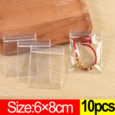 10Pcs Transparent PVC Jewelry Organizer Package Bags Clear Anti-Oxidation Bag Earring Necklace Storage Holder Self Sealing Pouch