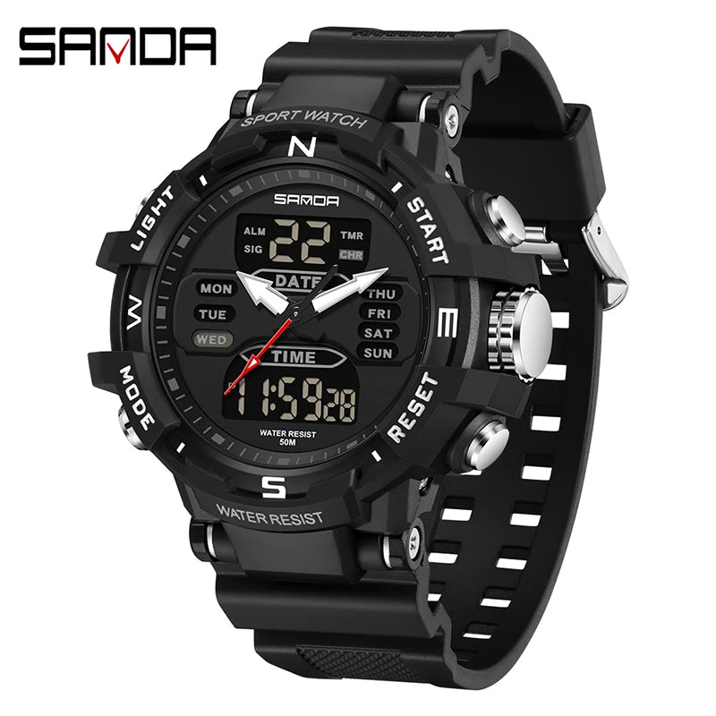 Shanda 6176 best-selling electronic watch alarm clock waterproof multifunctional watch fashionable and trendy electronic watch